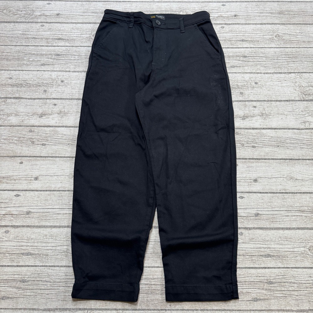 Lee Pants Women's 10 Black Relaxed Fit High Rise Cotton Chino Trousers Workwear